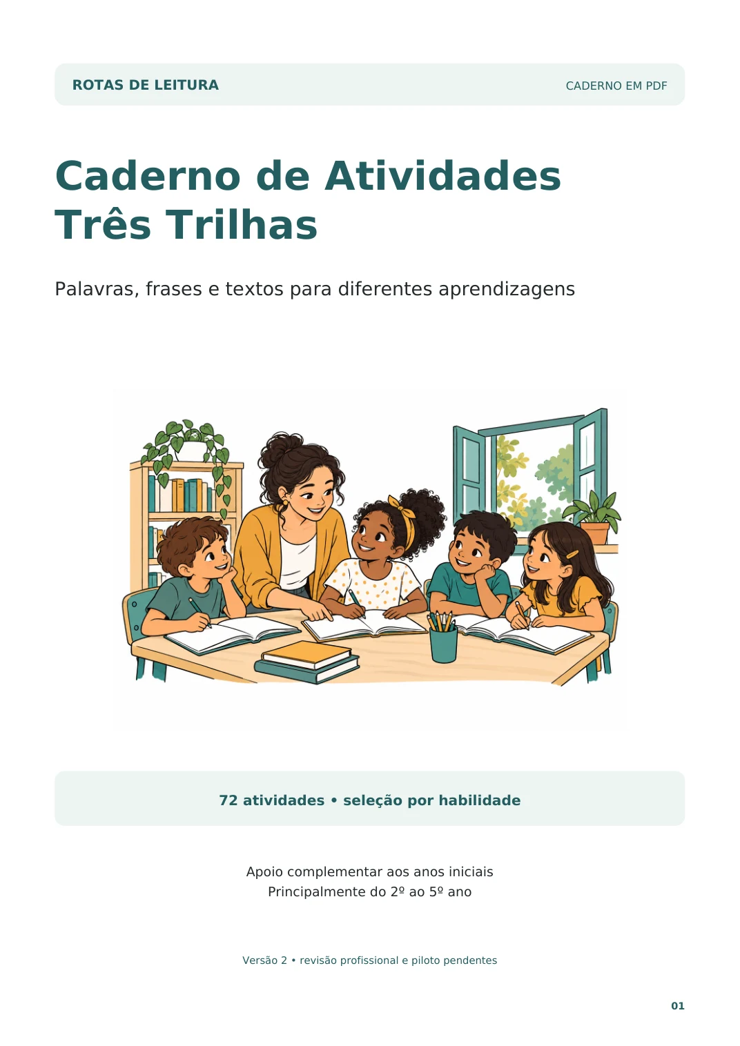 Capa real do Caderno de Atividades — Três Trilhas